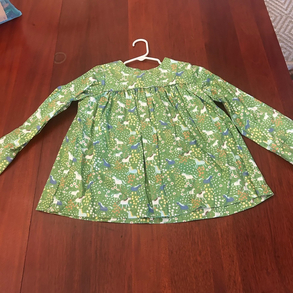 Green Long Sleeve Tee with Floral Print